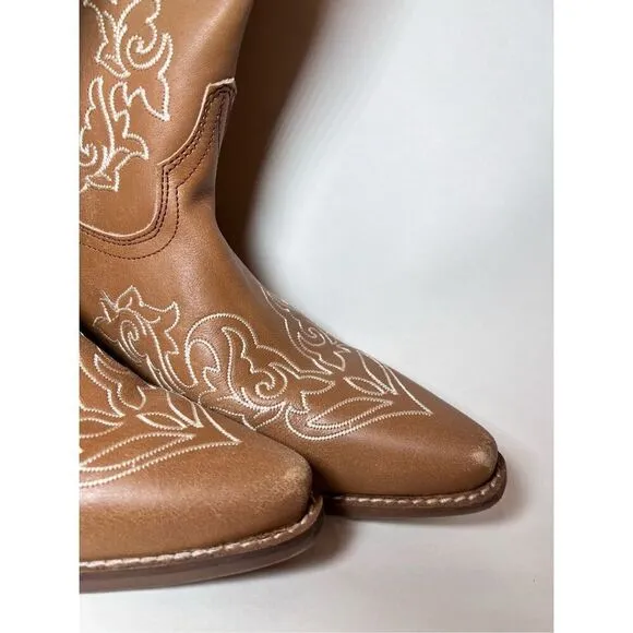Dingo Women's Camel Leather Flirty N' Fun Embroidered Cowboy Boots Size 9.5