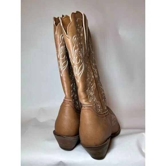 Dingo Women's Camel Leather Flirty N' Fun Embroidered Cowboy Boots Size 9.5