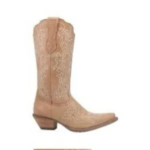 Dingo Women's Camel Leather Flirty N' Fun Embroidered Cowboy Boots Size 9.5