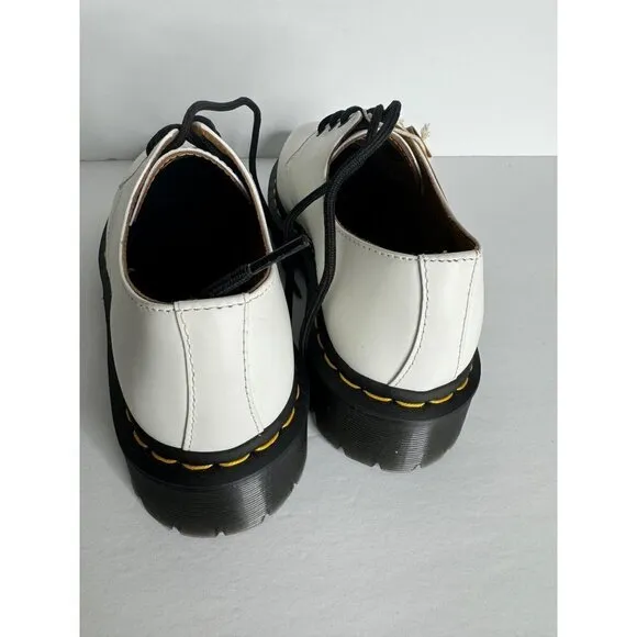 Doc Dr. Martens 3-Eye Bex Oxford Shoes Lug Heel White Leather EU 41 M 8 L 9 NEW