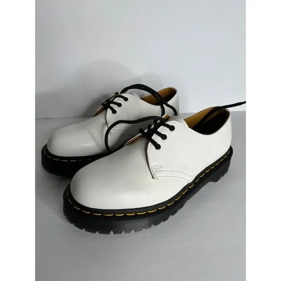 Doc Dr. Martens 3-Eye Bex Oxford Shoes Lug Heel White Leather EU 41 M 8 L 9 NEW
