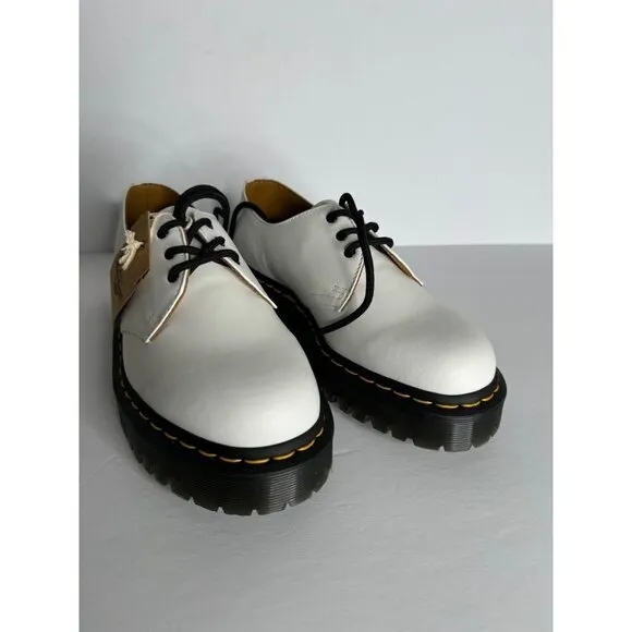Doc Dr. Martens 3-Eye Bex Oxford Shoes Lug Heel White Leather EU 41 M 8 L 9 NEW