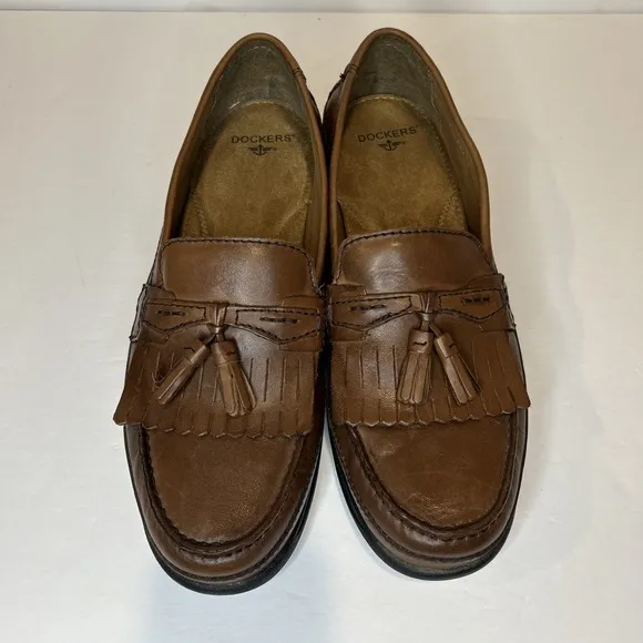 Dockers Sinclair Loafers Men's 13 Wide Brown Casual Shoes Leather Tassel Kiltie
