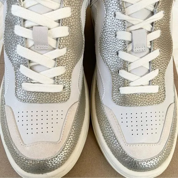 Dolce Vita Adella Sneakers Gold White Premium Leather Shoes Size 7 NEW IN BOX