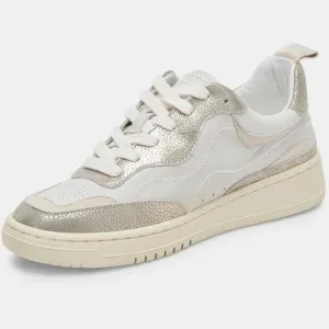 Dolce Vita Adella Sneakers Gold White Premium Leather Shoes Size 7 NEW IN BOX