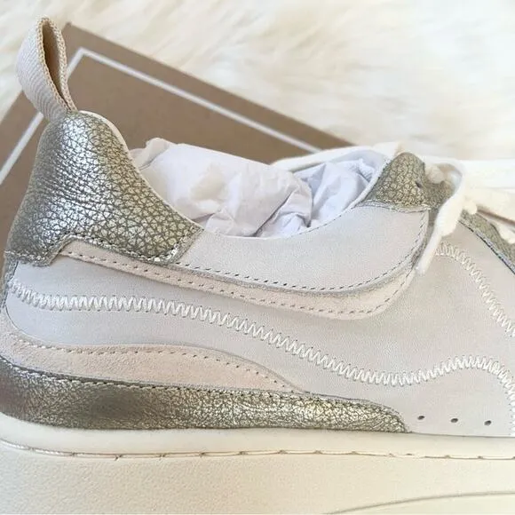 Dolce Vita Adella Sneakers Gold White Premium Leather Shoes Size 7 NEW IN BOX