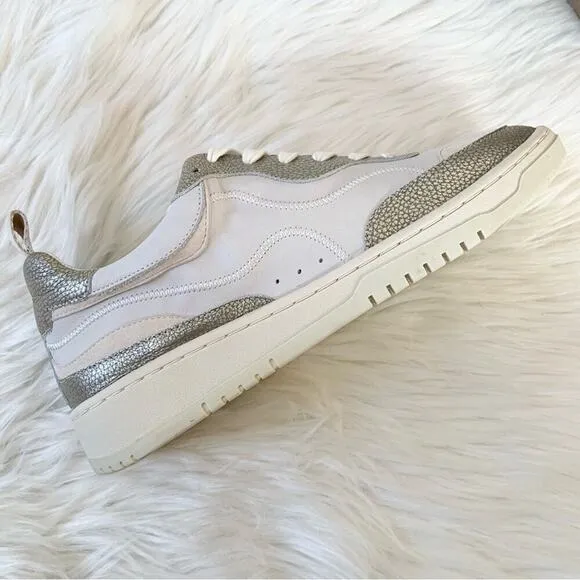 Dolce Vita Adella Sneakers Gold White Premium Leather Shoes Size 7 NEW IN BOX