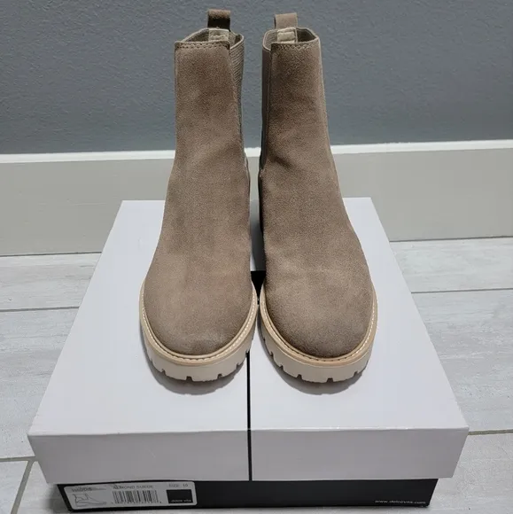 Dolce Vita Haddie Almond Brown Suede Ankle Boots