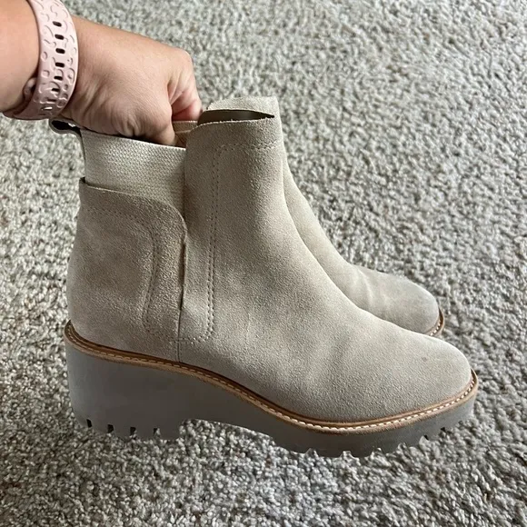 Dolce Vita Huey Almond Suede Leather Ankle Boots