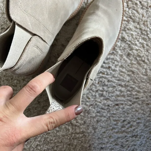 Dolce Vita Huey Almond Suede Leather Ankle Boots