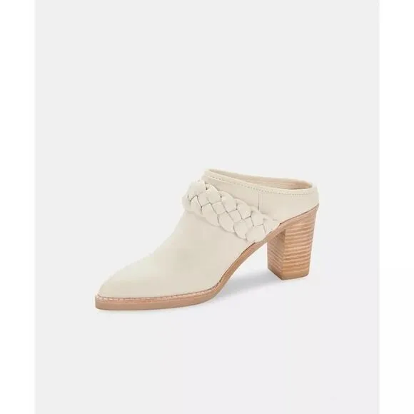 Dolce Vita Serla Braided Pointed Toe Mules Pumps Shoes Ivory Dune Size 6.5 NWT