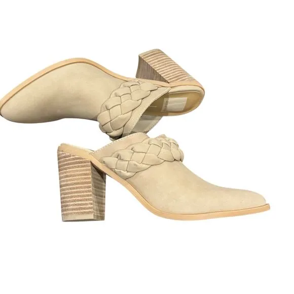 Dolce Vita Serla Braided Pointed Toe Mules Pumps Shoes Ivory Dune Size 6.5 NWT