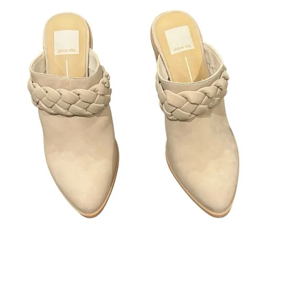 Dolce Vita Serla Braided Pointed Toe Mules Pumps Shoes Ivory Dune Size 6.5 NWT