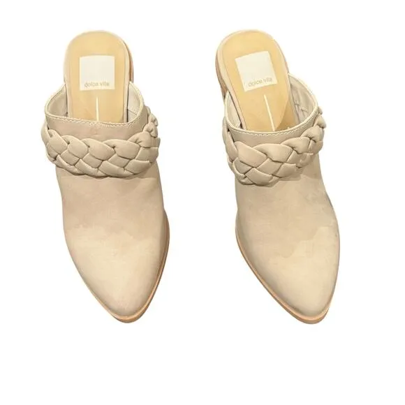 Dolce Vita Serla Braided Pointed Toe Mules Pumps Shoes Ivory Dune Size 6.5 NWT