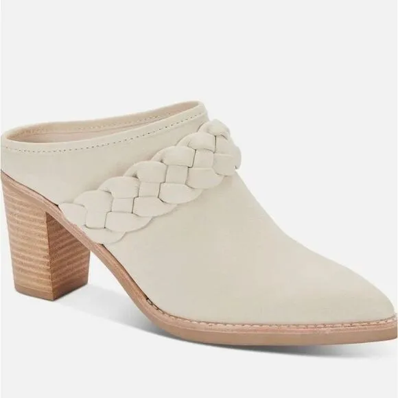 Dolce Vita Serla Braided Pointed Toe Mules Pumps Shoes Ivory Dune Size 6.5 NWT
