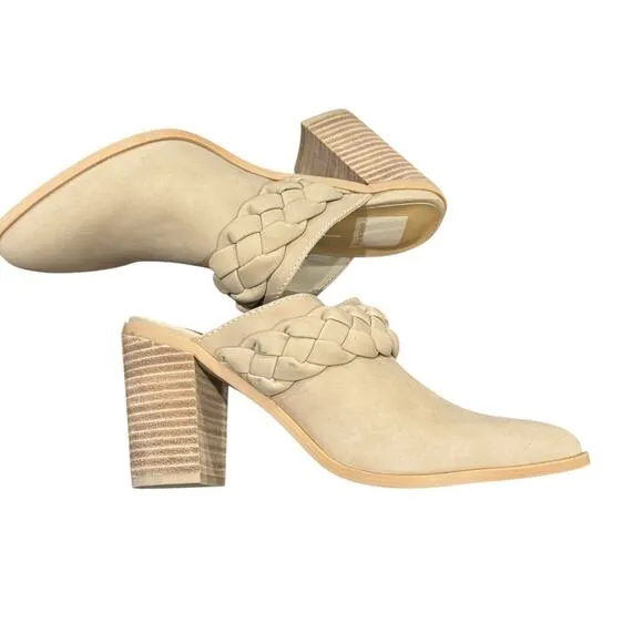 Dolce Vita Serla Braided Pointed Toe Mules Pumps Shoes Ivory Dune Size 6.5 NWT