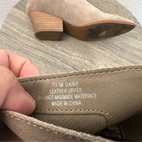 Dolce Vita Taupe Tan Suede Leather Daine Bootie Ankle Boots- Size 11