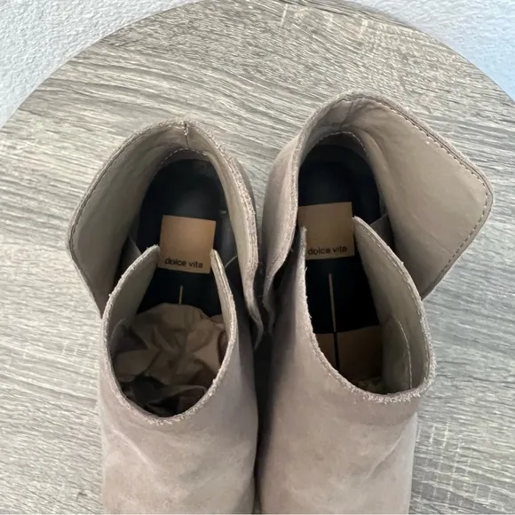Dolce Vita Taupe Tan Suede Leather Daine Bootie Ankle Boots- Size 11