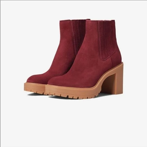 Dolce Vita Caster H2O Maroon Waterproof Suede Boots NWT