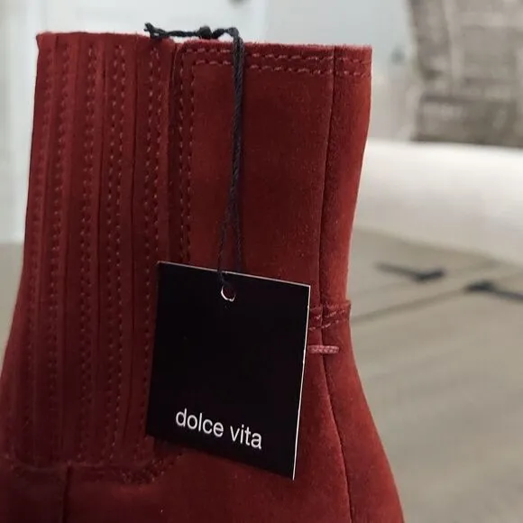 Dolce Vita Caster H2O Maroon Waterproof Suede Boots NWT