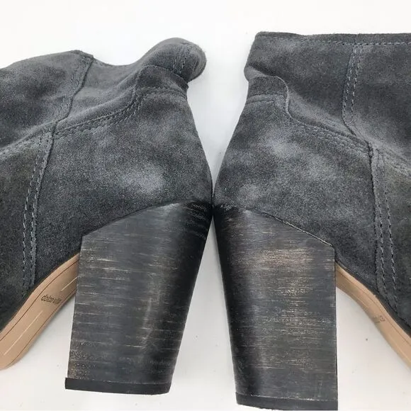 Dolce Vita Gray Suede Leather Soft Structure Western Style Heeled Ankle Boots