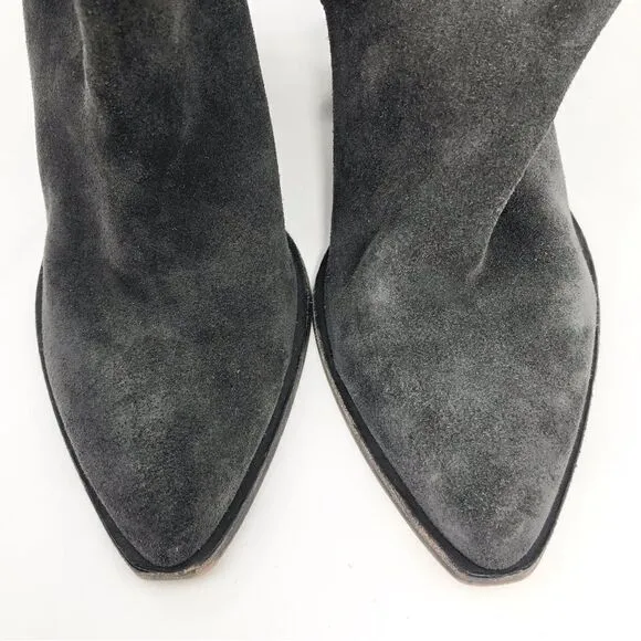 Dolce Vita Gray Suede Leather Soft Structure Western Style Heeled Ankle Boots