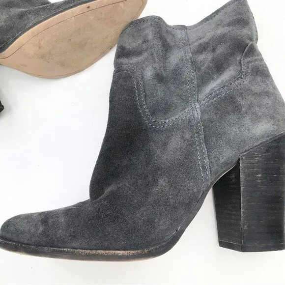 Dolce Vita Gray Suede Leather Soft Structure Western Style Heeled Ankle Boots