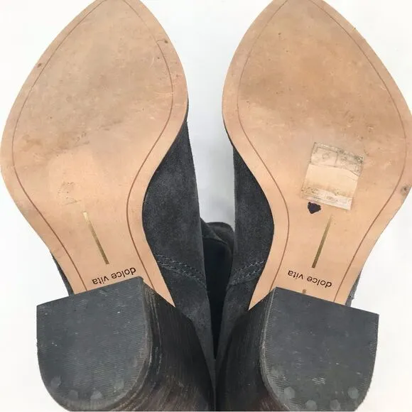 Dolce Vita Gray Suede Leather Soft Structure Western Style Heeled Ankle Boots