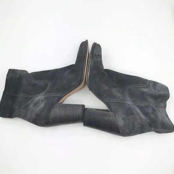 Dolce Vita Gray Suede Leather Soft Structure Western Style Heeled Ankle Boots