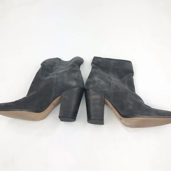 Dolce Vita Gray Suede Leather Soft Structure Western Style Heeled Ankle Boots