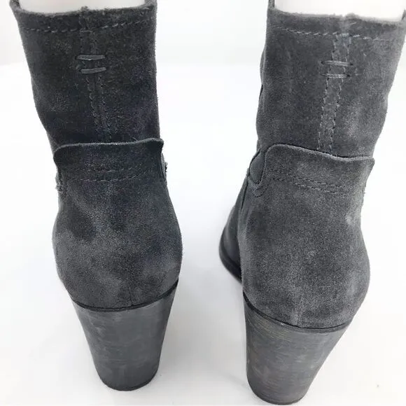 Dolce Vita Gray Suede Leather Soft Structure Western Style Heeled Ankle Boots