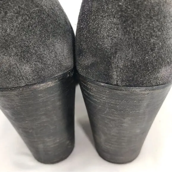 Dolce Vita Gray Suede Leather Soft Structure Western Style Heeled Ankle Boots