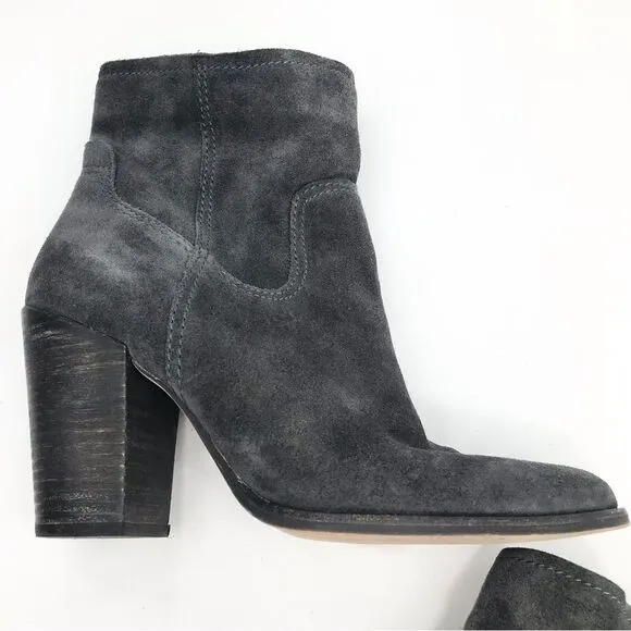 Dolce Vita Gray Suede Leather Soft Structure Western Style Heeled Ankle Boots