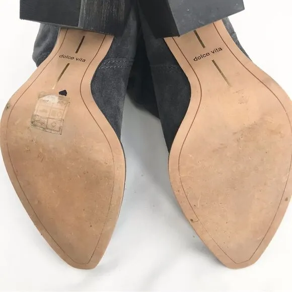 Dolce Vita Gray Suede Leather Soft Structure Western Style Heeled Ankle Boots