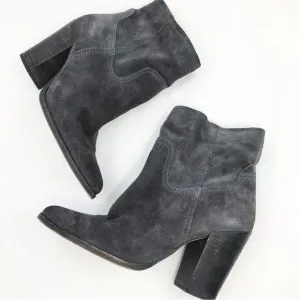 Dolce Vita Gray Suede Leather Soft Structure Western Style Heeled Ankle Boots