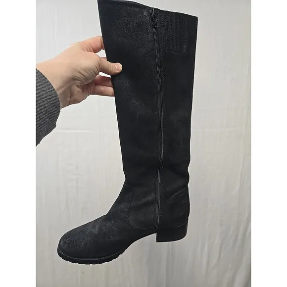 Donald J Pliner Bixbi Women's Boots Sz 9 M Black Suede Leather Tall Riding Boots