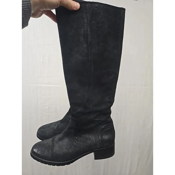 Donald J Pliner Bixbi Women's Boots Sz 9 M Black Suede Leather Tall Riding Boots