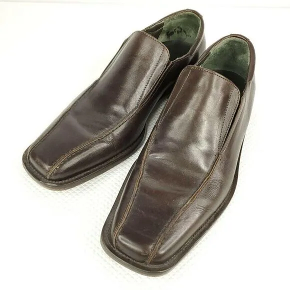 Donald J Pliner Brown Leather Loafers Slip On Dress Shoes 8.5 Mens Made in Italy