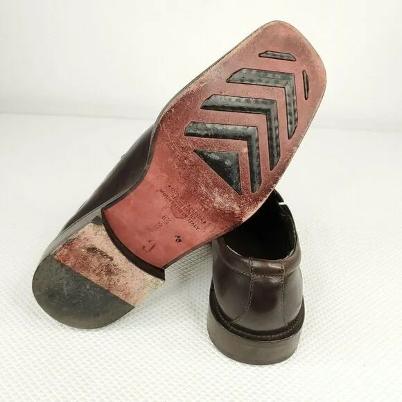 Donald J Pliner Brown Leather Loafers Slip On Dress Shoes 8.5 Mens Made in Italy