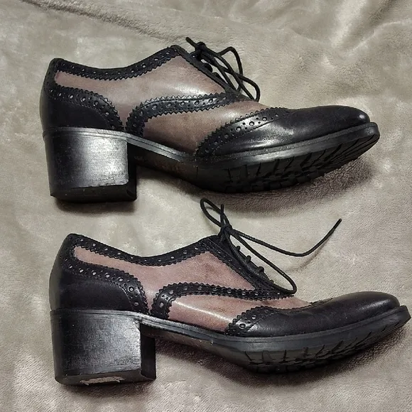Donna Piu Derby Black and Beige Lace-Up Shoes size 39