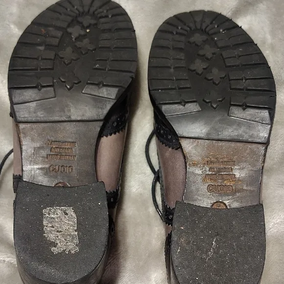 Donna Piu Derby Black and Beige Lace-Up Shoes size 39