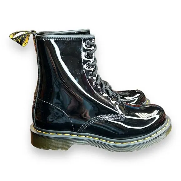 Dr. Doc Martens 1460 Patent Lamper Black Leather Boot 11821011 Women's Size 7