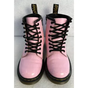 DR DOC MARTENS Girls Pink Boots Shoe 1460 J Patent Leather‎ Youth Sz 1 US