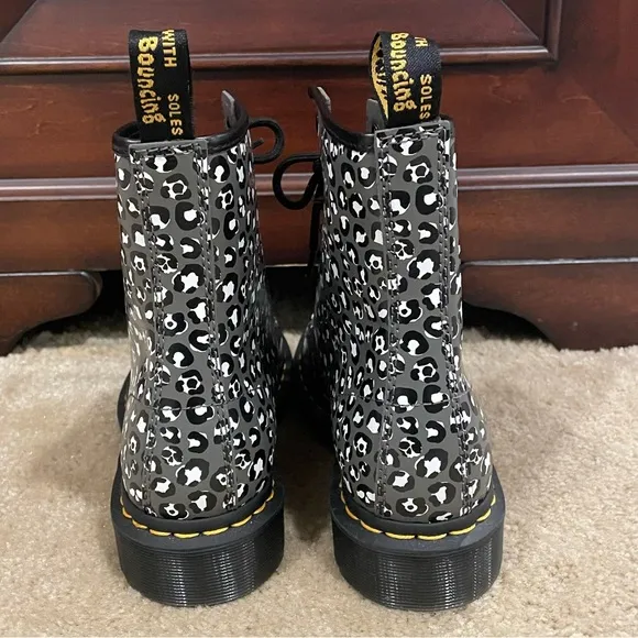 Dr. Martens 1460 Grey Leopard Print Combat Boots 7