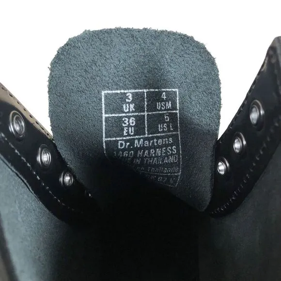 Dr. Martens 1460 Harness Polished Smooth Black Leather Boots Women's 5 / Men's 4