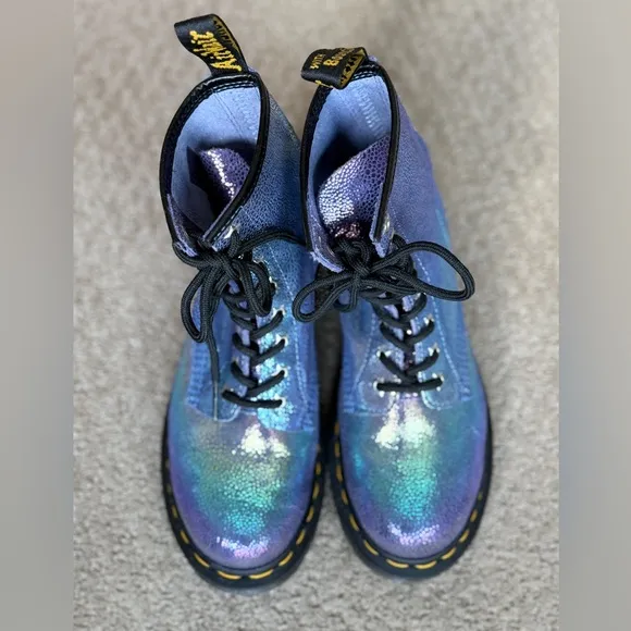 DR. MARTENS, 1460, Purple Rainbow Ray, Women’s Size 6, Iridescent Lace-Up Boot