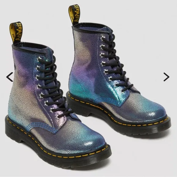 DR. MARTENS, 1460, Purple Rainbow Ray, Women’s Size 6, Iridescent Lace-Up Boot