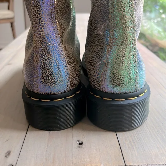 Dr. Martens 1460 Rainbow Ray Suede Combat Boots Brown Size 6