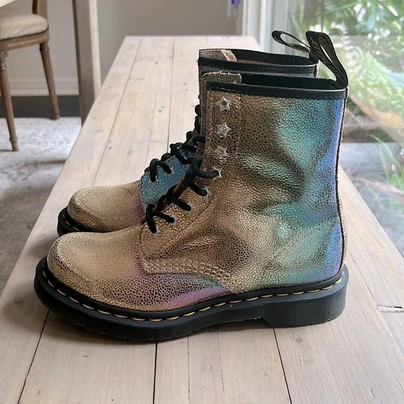 Dr. Martens 1460 Rainbow Ray Suede Combat Boots Brown Size 6