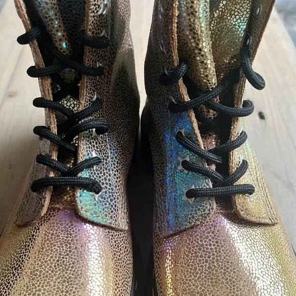 Dr. Martens 1460 Rainbow Ray Suede Combat Boots Brown Size 6